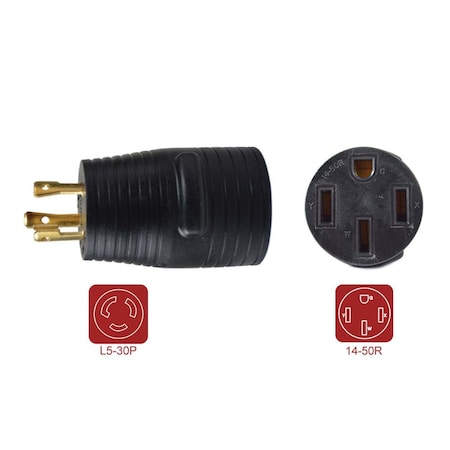 Superior Electric Plug Adapter, 14-50R, L5-30P, Black RVA1591